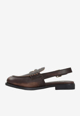 Slingback Penny Calf Leather Loafers