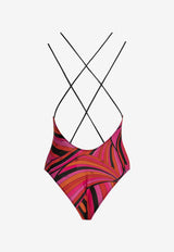 Marmo Print One-Piece Swimsuit