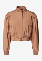 Chloé High-Neck Cropped Jacket Brown CH26UVE18144/S_CHLOE-26U