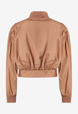Chloé High-Neck Cropped Jacket Brown CH26UVE18144/S_CHLOE-26U