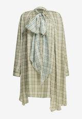 Checked Viscose Mini Shirt Dress