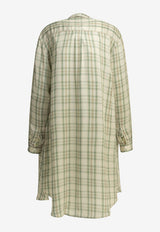 Checked Viscose Mini Shirt Dress