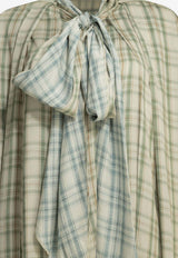 Checked Viscose Mini Shirt Dress