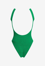 Square-Neck Crinkled One-Piece Swimsuit