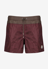 Moncler Logo Patch Colorblocked Swim Shorts Burgundy L10912C000025985M_468