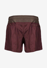 Moncler Logo Patch Colorblocked Swim Shorts Burgundy L10912C000025985M_468