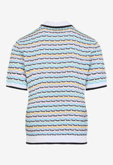 Striped Knit Polo T-shirt