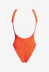 Square-Neck Crinkled One-Piece Swimsuit