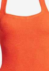 Square-Neck Crinkled One-Piece Swimsuit
