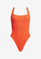 Square-Neck Crinkled One-Piece Swimsuit