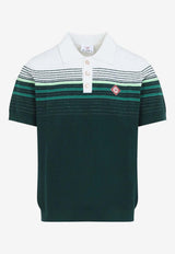 Boucle Striped Knit Polo T-shirt