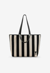 AMI PARIS Medium Ami De Coeur Stripe Tote Bag Monochrome ULL733.AW00261360_f25ba75a-71ad-4a08-8318-f5128df465eb