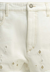 Isabel Marant Aecia Embroidered Denim Shorts White 26ESH0300FAD2H01I20WH_2b7b5a66-8cfb-4195-a8d8-346e81ef6956