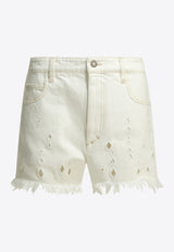 Isabel Marant Aecia Embroidered Denim Shorts White 26ESH0300FAD2H01I20WH_2b7b5a66-8cfb-4195-a8d8-346e81ef6956
