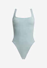 Square-Neck Crinkled One-Piece Swimsuit