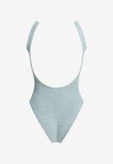 Square-Neck Crinkled One-Piece Swimsuit