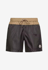 Moncler Logo Patch Colorblocked Swim Shorts Black L10912C000025985M_999
