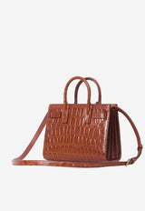 Saint Laurent Nano Sac de Jour Top Handle Bag in Croc-Embossed Leather Brown 398711-2US0W-2547