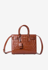 Saint Laurent Nano Sac de Jour Top Handle Bag in Croc-Embossed Leather Brown 398711-2US0W-2547