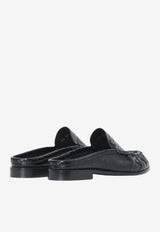 Saint Laurent Le Loafer Eel Skin Leather Flat Mules Black 869742-0WXAF-1000