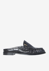 Saint Laurent Le Loafer Eel Skin Leather Flat Mules Black 869742-0WXAF-1000