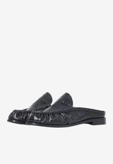 Saint Laurent Le Loafer Eel Skin Leather Flat Mules Black 869742-0WXAF-1000
