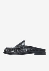 Saint Laurent Le Loafer Eel Skin Leather Flat Mules Black 869742-0WXAF-1000