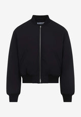Cropped Zip-Up Bomber Jacket