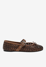 Miu Miu Woven Leather Ballet Flats Cognac 5F684E0053ZN7/S_MIU-F0046
