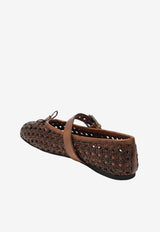 Miu Miu Woven Leather Ballet Flats Cognac 5F684E0053ZN7/S_MIU-F0046