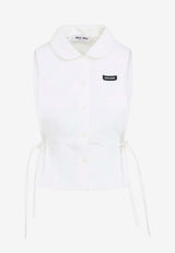 Logo Patch Sleeveless Cropped Shirt