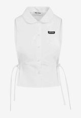 Logo Patch Sleeveless Cropped Shirt