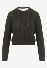 Cable Knit Wool Cropped Sweater