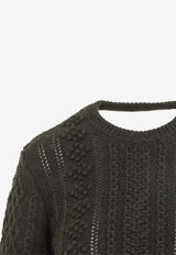 Cable Knit Wool Cropped Sweater