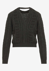 Cable Knit Wool Cropped Sweater