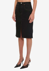 Saint Laurent Denim Pencil Skirt Black 772260-Y33WC-1299