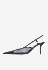 Saint Laurent Renée 75 Slingback Mesh Pumps Black 869662-AAGMC-1000
