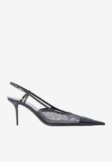 Saint Laurent Renée 75 Slingback Mesh Pumps Black 869662-AAGMC-1000