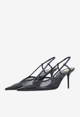 Saint Laurent Renée 75 Slingback Mesh Pumps Black 869662-AAGMC-1000