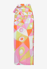 Occhi Print Wrap-Style Pareo Skirt