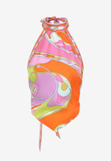Printed Silk Halterneck Top