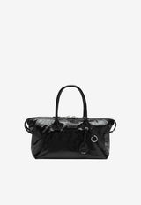 Miu Miu Embossed Logo Glossy Leather Shoulder Bag Black 5BA335OOO2A44/T_MIU-F0002