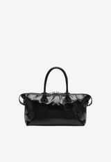 Miu Miu Embossed Logo Glossy Leather Shoulder Bag Black 5BA335OOO2A44/T_MIU-F0002