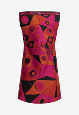 Occhi Print Mini Silk Dress