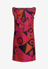 Occhi Print Mini Silk Dress