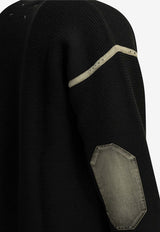 Knitted Wool Cardigan with Elbow Patch