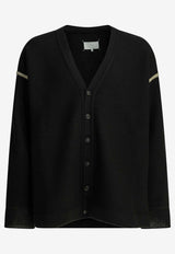 Knitted Wool Cardigan with Elbow Patch