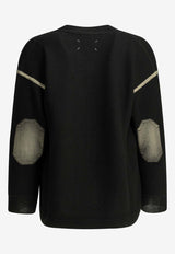 Knitted Wool Cardigan with Elbow Patch