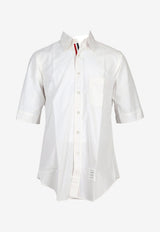 Thom Browne Name Tag Patch Short-Sleeved Shirt White MWS002E03113_100