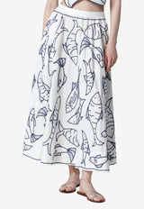 Farm Rio Embroidered Midi Skirt White 356450CO/T_FARM-L0025